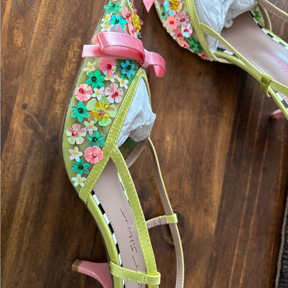 Betsey Johnson Whitney Floral Heels with Pink Bow - Picture 5 of 8